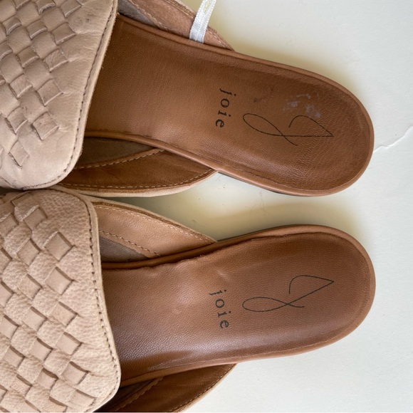 Joie woven leather mules slides flats sz 10 women’s shoes tan cream women’s - Picture 7 of 9